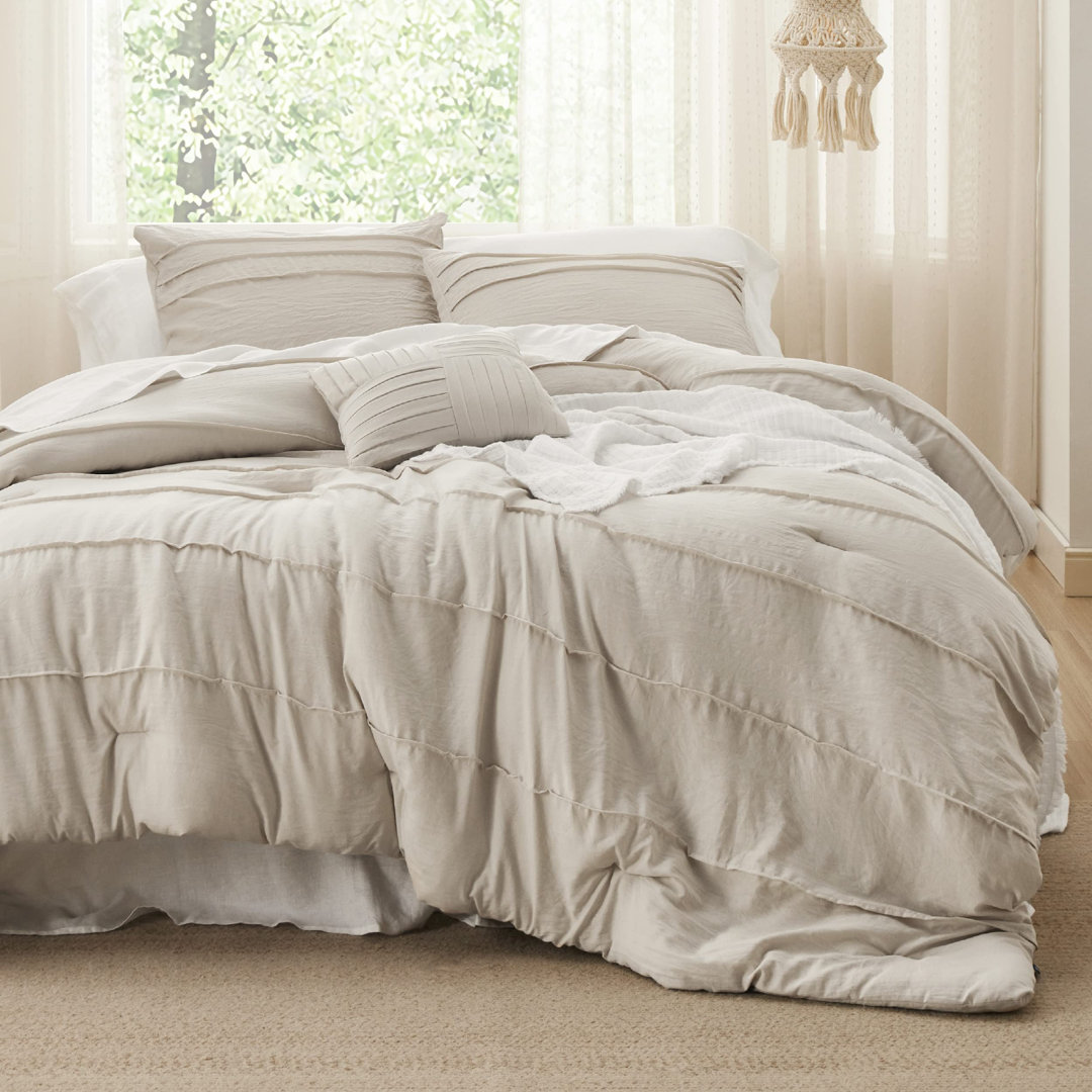 Best Seller Bedsure Prewashed Microfiber Pinch Pleat Comforter Set-89GSM
